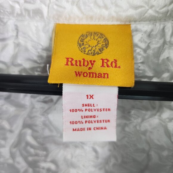 Woman Blue White Black Ruby Rd Crinkle Textured Jacket Long Sleeve Full Zip 1X - Picture 7 of 11